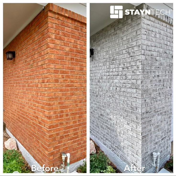 before and after brick staining for exterior painting