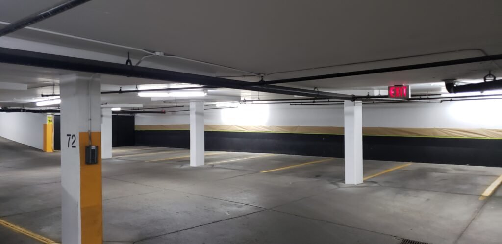 preparing parking of a building for paint
