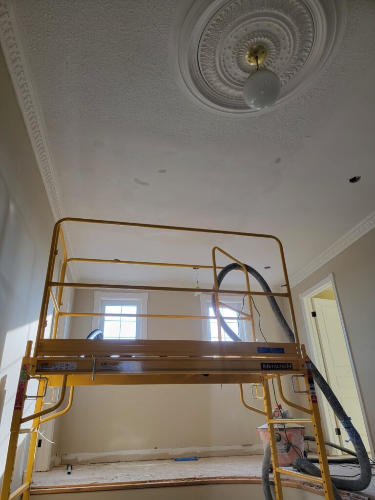 using scalffolding to remove popcorn ceiling