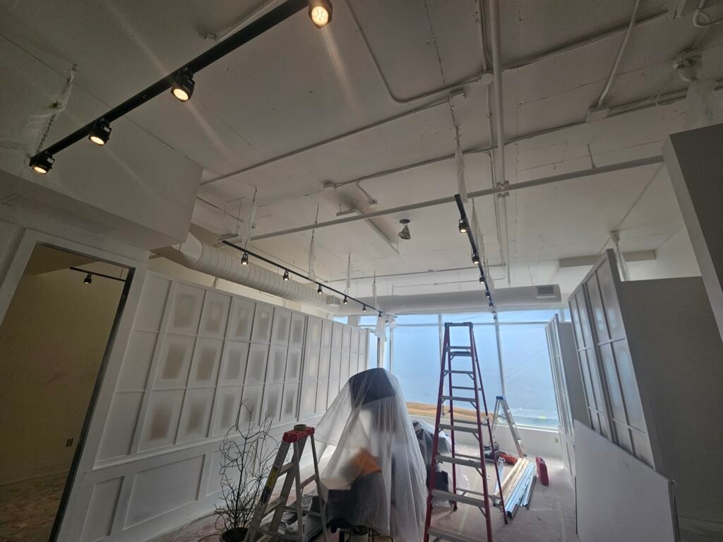 procees of painting a commercial offices almost done