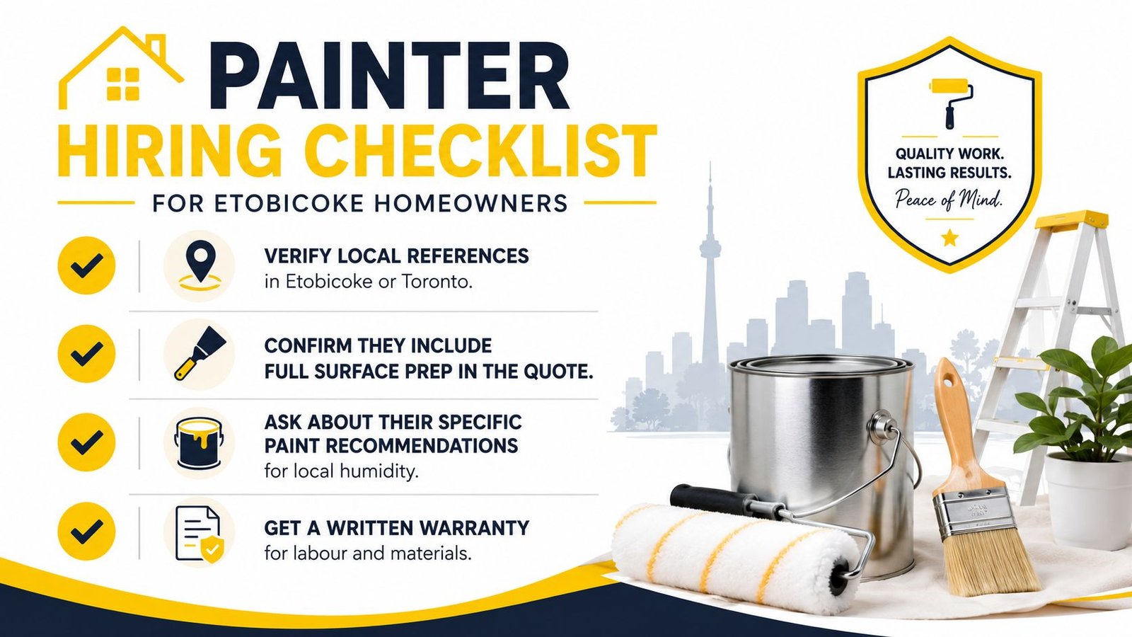 A checklist for homeowners in Etobicoke on how to hire a professional painter for their projects.
